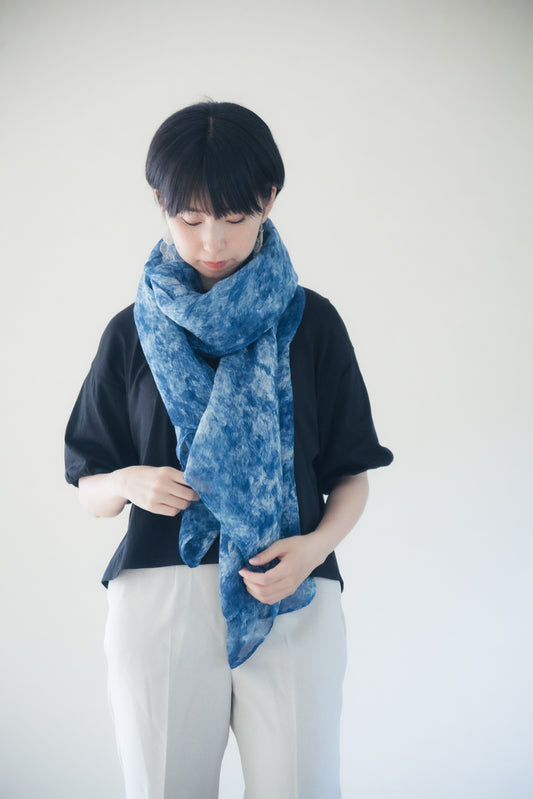 【16. あいわゆう 青藍の護布 大判蚊帳布「籠染め」】