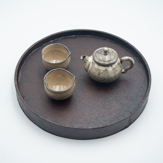 茶肆ゆにわ お茶はじめセットD(丸盆・急須・茶杯2個・茶葉)