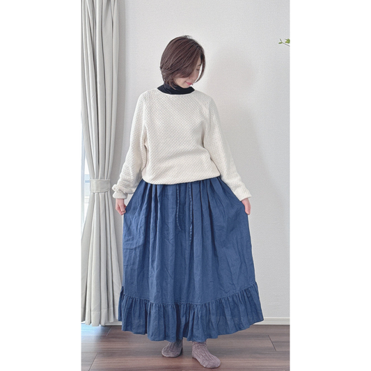 リップル洋品店 　ファーマースカート　ネイビー【214】