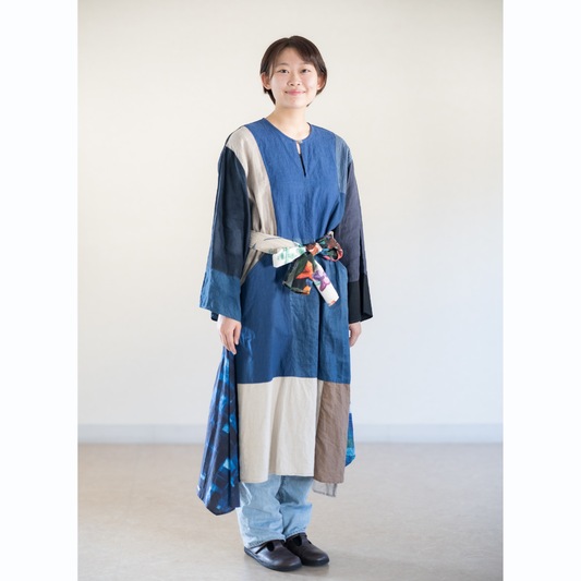 【106】パッチワークドレスと帯のセットA［ezu（旧：リップル洋品店）］