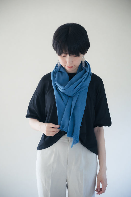 【15. あいわゆう 青藍の護布(ストール) 二重織有機綿布「縹色(はなだいろ)」】