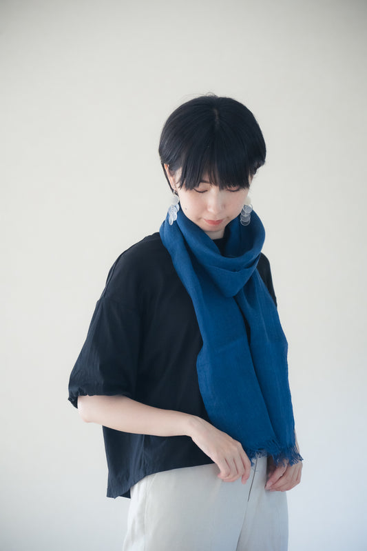 【21. あいわゆう 青藍の護布(ストール) 国産亜麻布「縹(はなだ)」】
