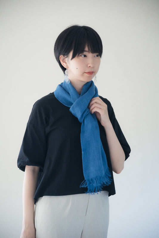 【22. あいわゆう 青藍の護布(ストール) 国産亜麻布「紺」】